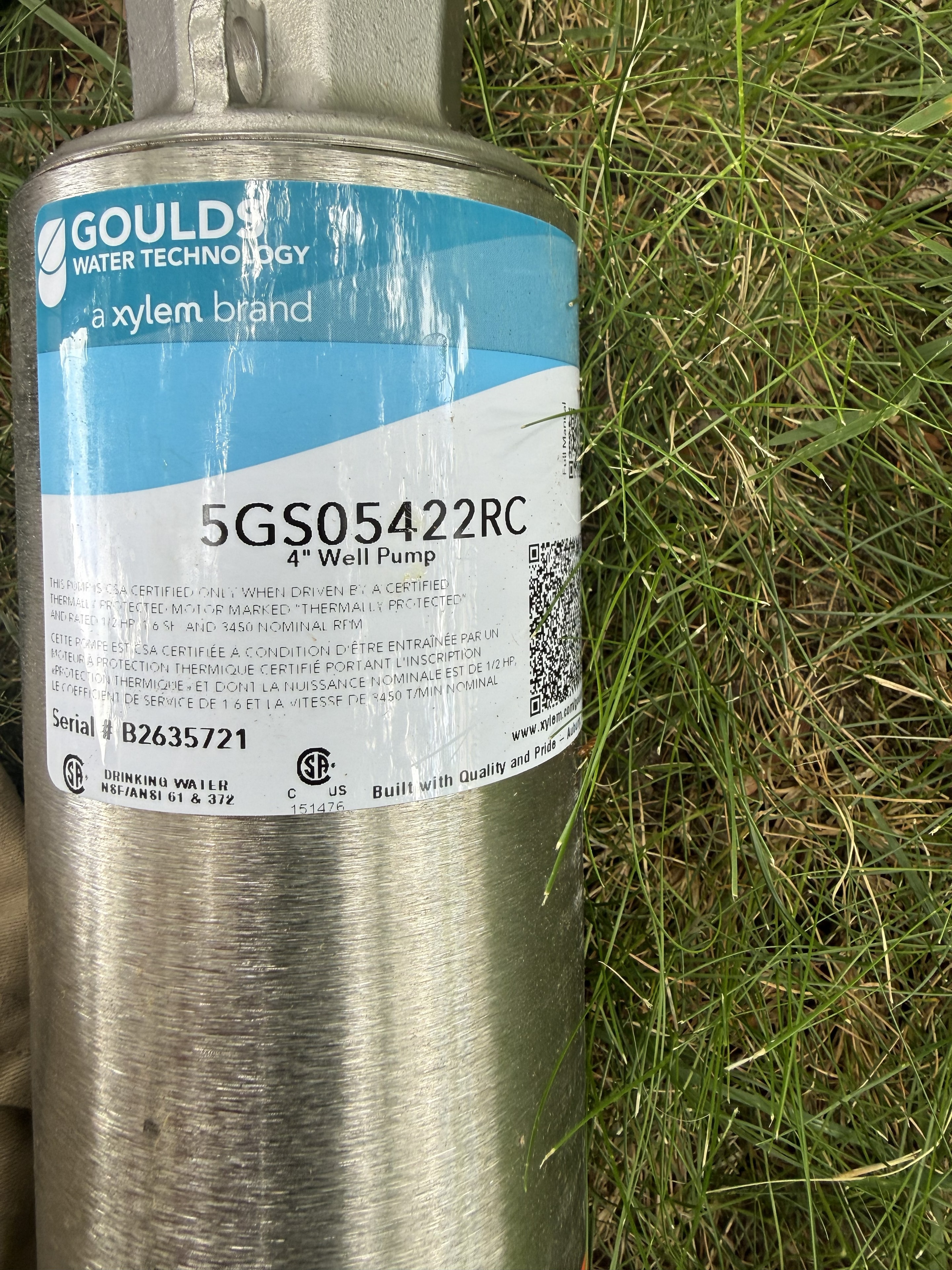 New Goulds submersible well pump ready for installation — Dunkirk, MD