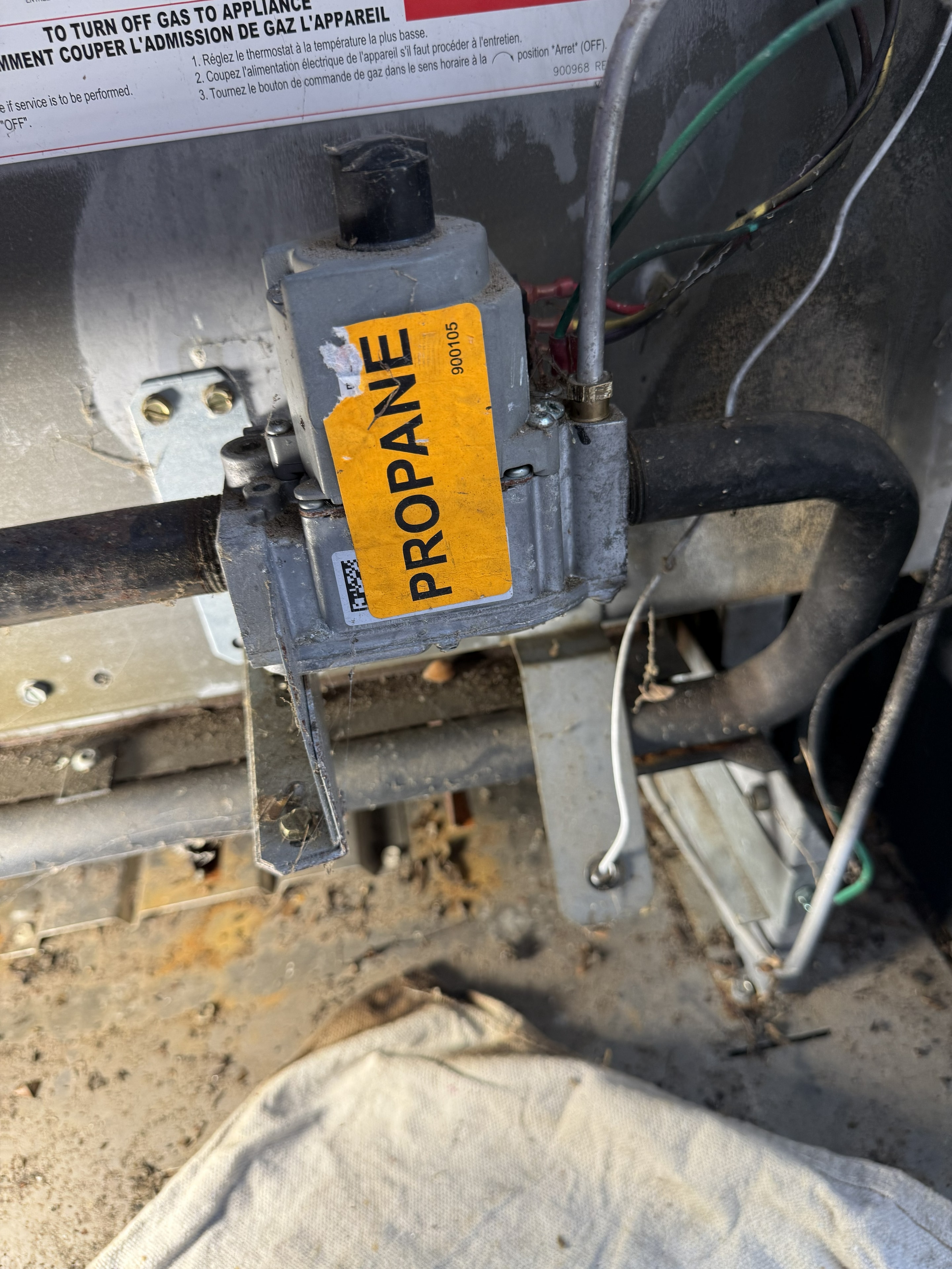 Propane gas valve on pool heater — service and repair work