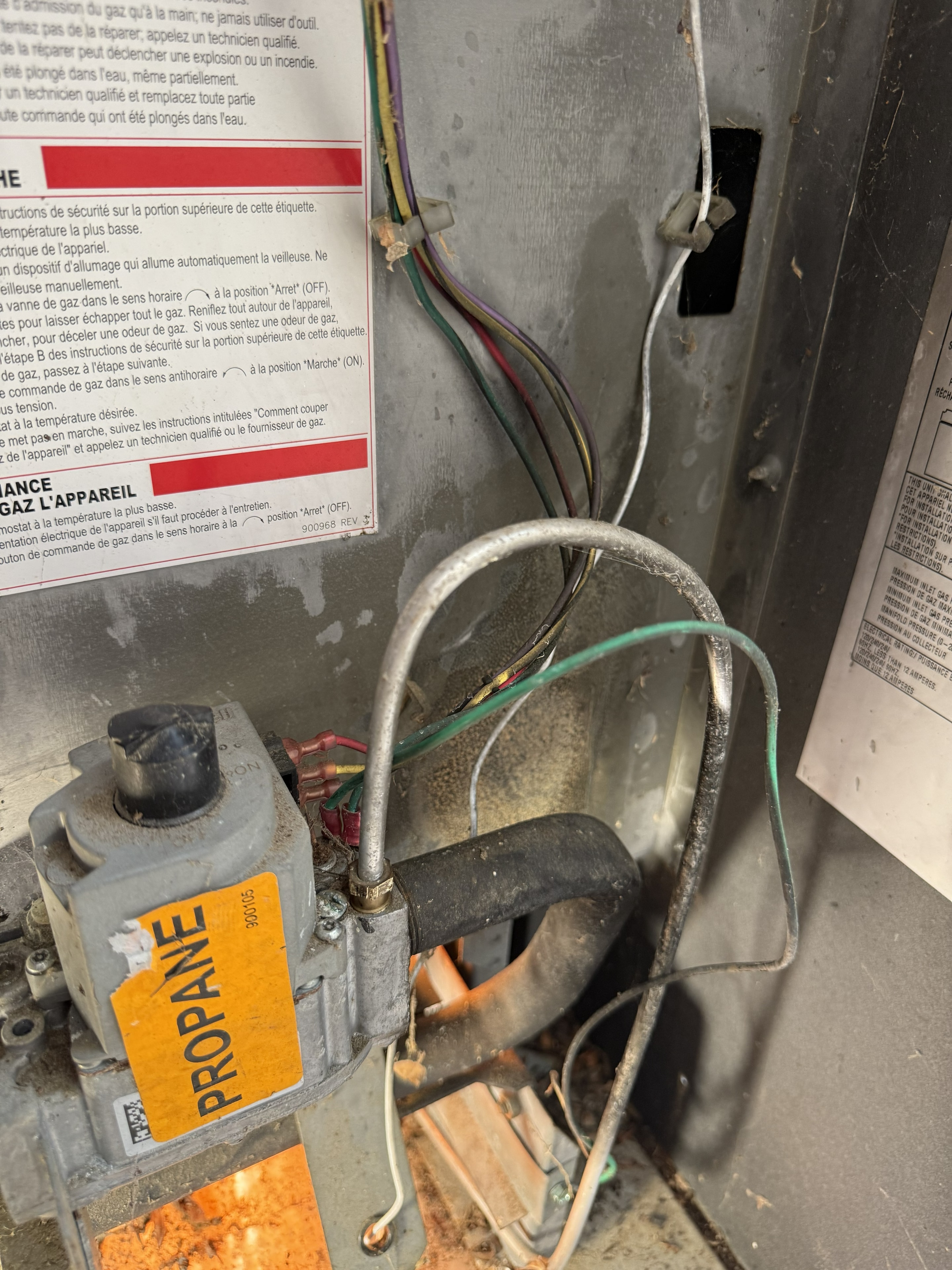 Propane water heater gas valve — service and replacement work